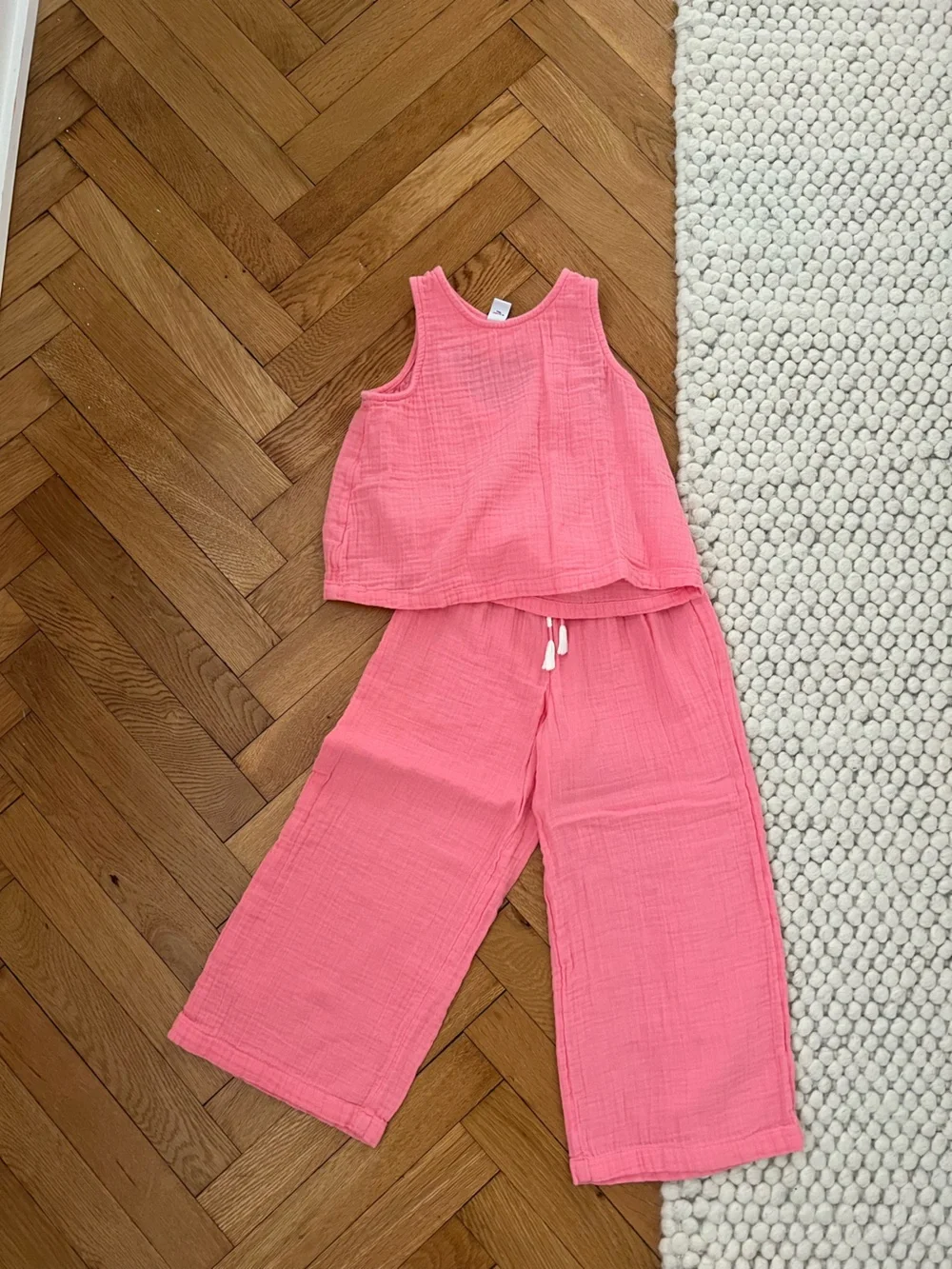 Cotton wide leg pant and top set
